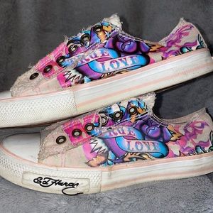Ed Hardy low top pink sneakers
